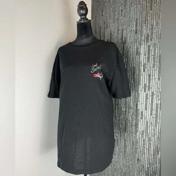 🚭Saint Laurent Black No Smoking Detail Cotton Jersey T Shirt Size XS